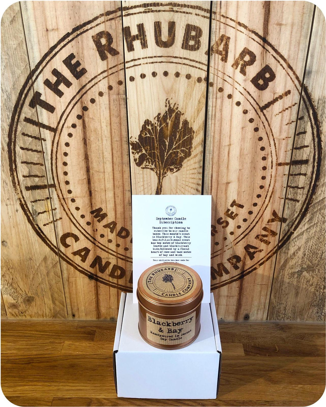 Candle Subscription Box - The Rhubarb Candle Company Soy Candle in  copper or silver Tin, Vegan, Cruelty free product. All the labels are vegan friendly. Long lasting candle made in our countryside kitchen in Dorset. Made in small batches and fully CLP compliant. Candles weight is approximately 200g and has a minimum burn time of 36 hours. Made by The Rhubarb Candle Company 